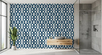 Minimalist Blue and White Diamond Mesh Wallpaper⁠