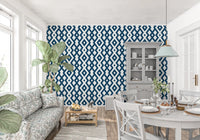Minimalist Blue and White Diamond Mesh Wallpaper⁠