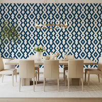 Minimalist Blue and White Diamond Mesh Wallpaper⁠