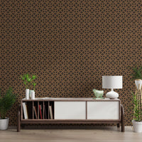 Geometric Lattice Bronze and Charcoal Wallpaper⁠