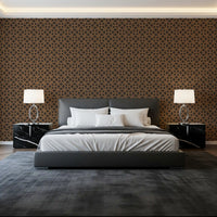 Geometric Lattice Bronze and Charcoal Wallpaper⁠
