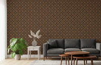 Geometric Lattice Bronze and Charcoal Wallpaper⁠