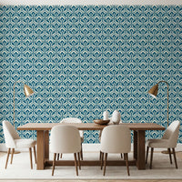 Indigo Damask Lattice Pattern Wallpaper⁠