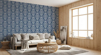 Midnight Damask Scroll Pattern Wallpaper⁠