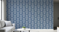 Midnight Damask Scroll Pattern Wallpaper⁠