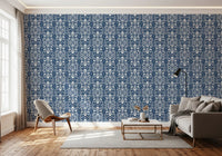 Midnight Damask Scroll Pattern Wallpaper⁠