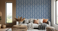 Midnight Damask Scroll Pattern Wallpaper⁠