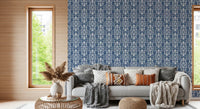 Midnight Damask Scroll Pattern Wallpaper⁠