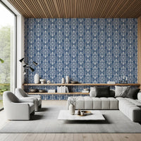 Midnight Damask Scroll Pattern Wallpaper⁠
