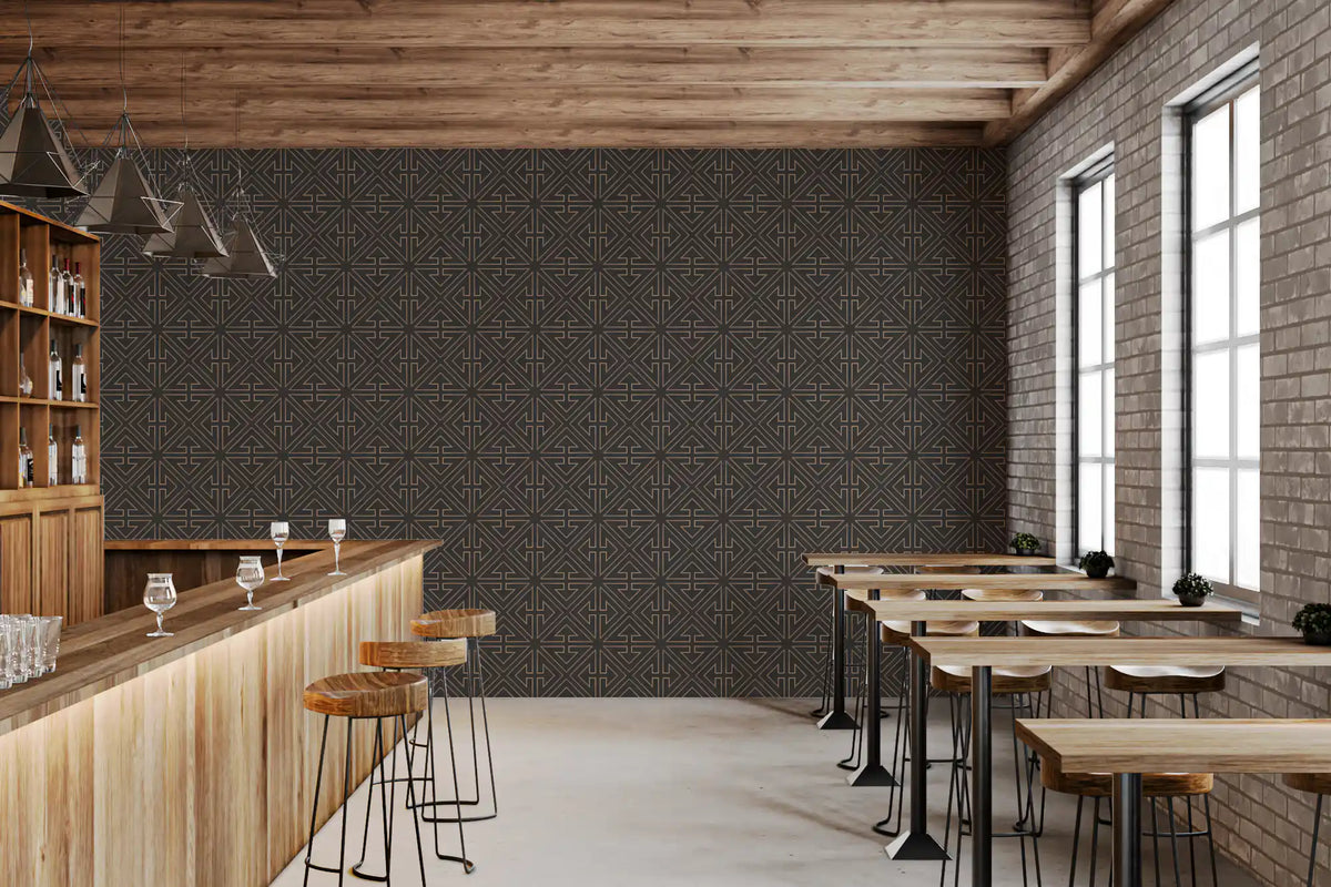 Symmetrical Copper Line Pattern Wallpaper⁠