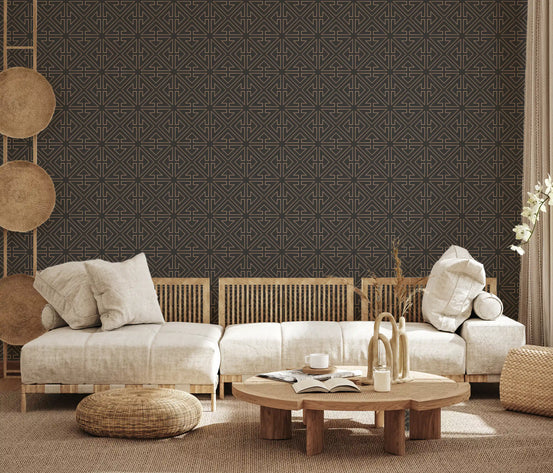 Symmetrical Copper Line Pattern Wallpaper⁠