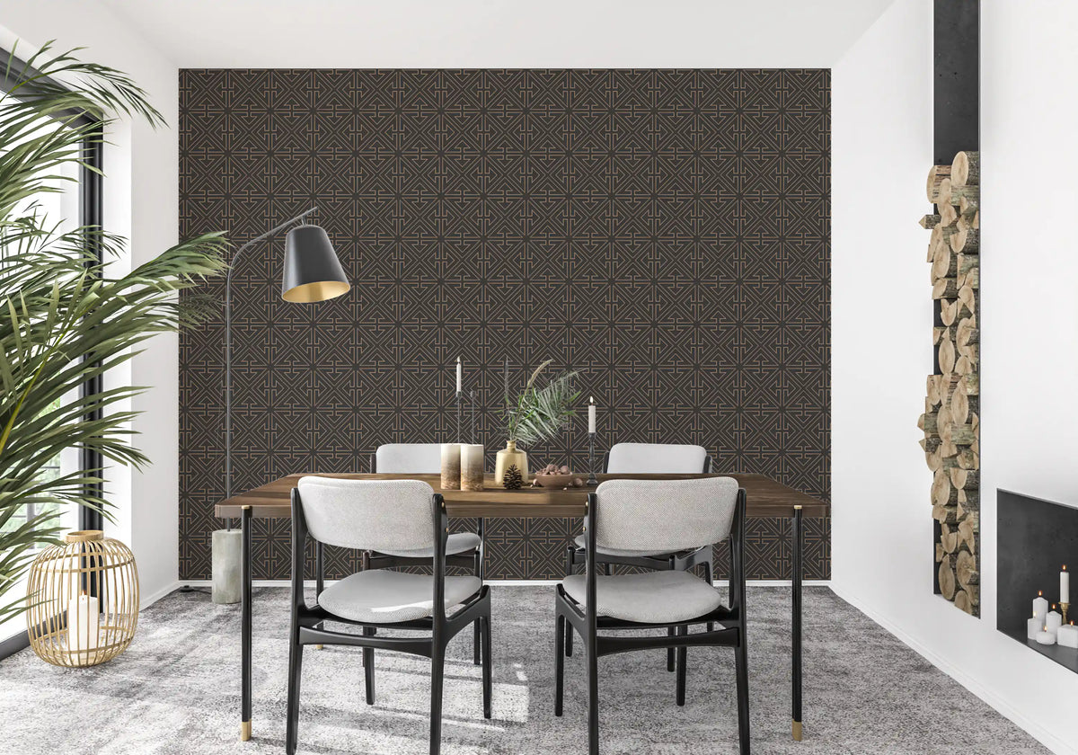 Symmetrical Copper Line Pattern Wallpaper⁠