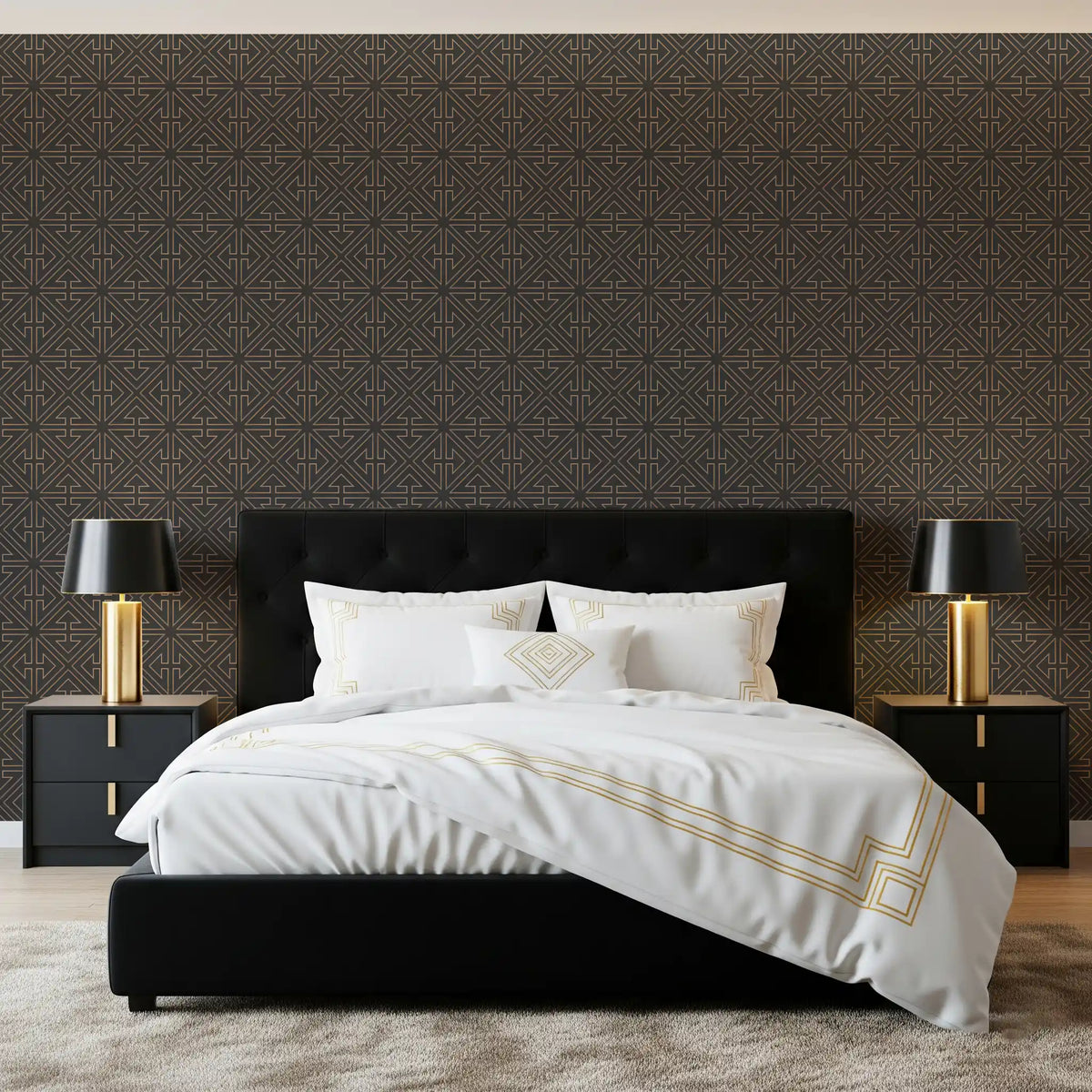 Symmetrical Copper Line Pattern Wallpaper⁠