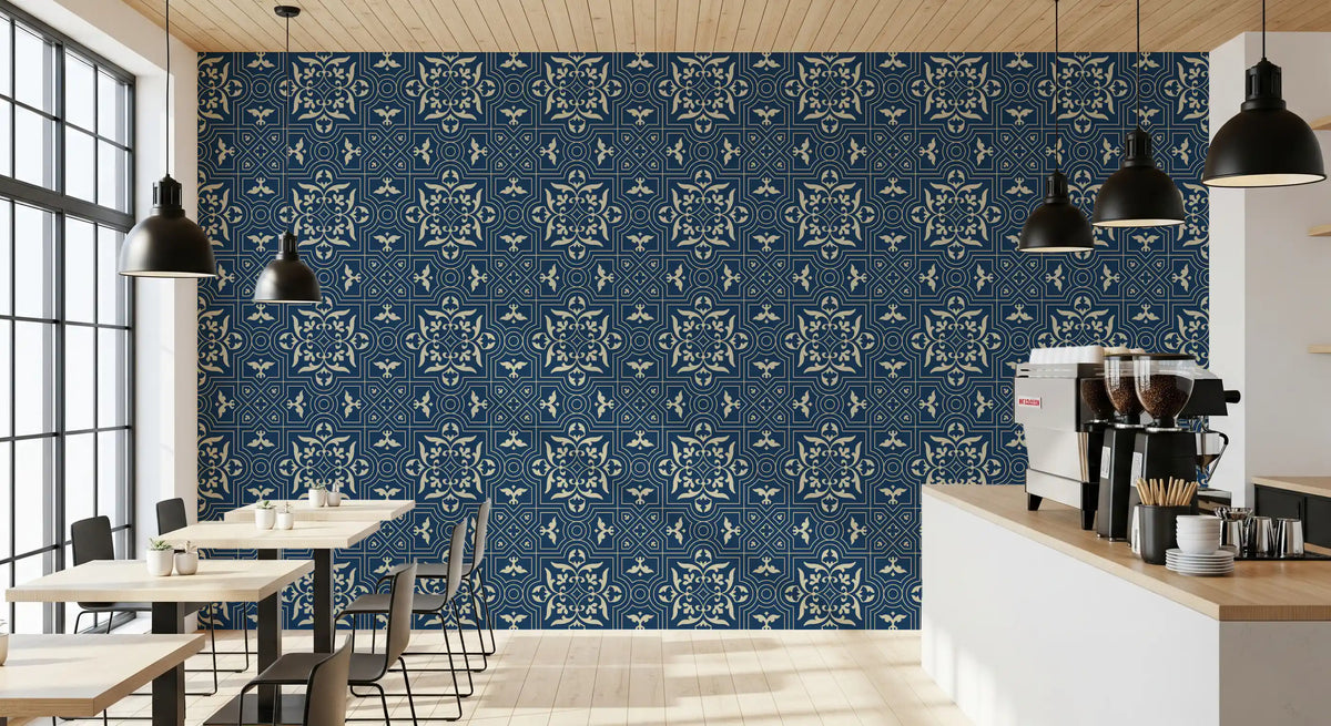 Midnight Damask Geometric Tile Wallpaper⁠