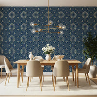 Midnight Damask Geometric Tile Wallpaper⁠