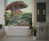 Whimsical Treehouse Garden Haven Wall Mural