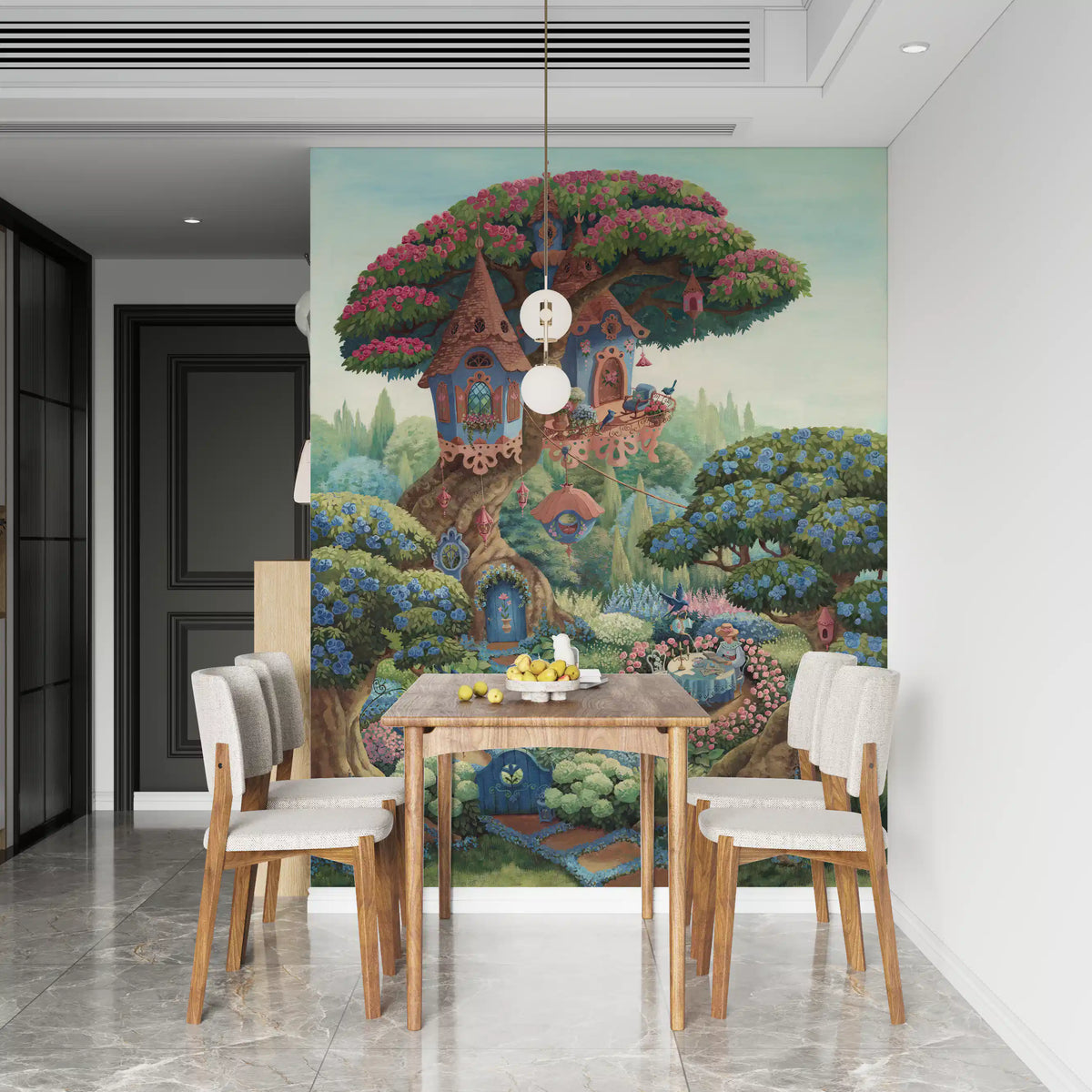 Whimsical Treehouse Garden Haven Wall Mural