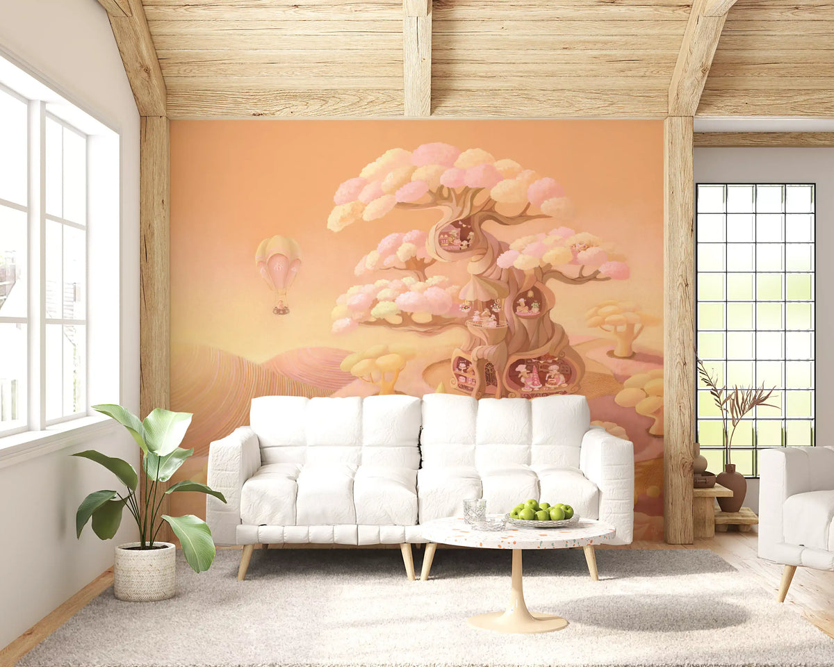 Dreamy Forest Café Scene Wall Mural