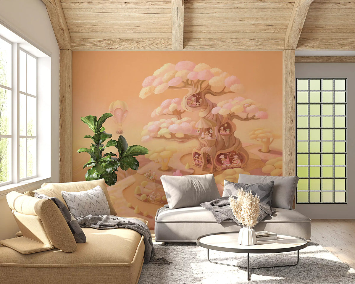 Dreamy Forest Café Scene Wall Mural
