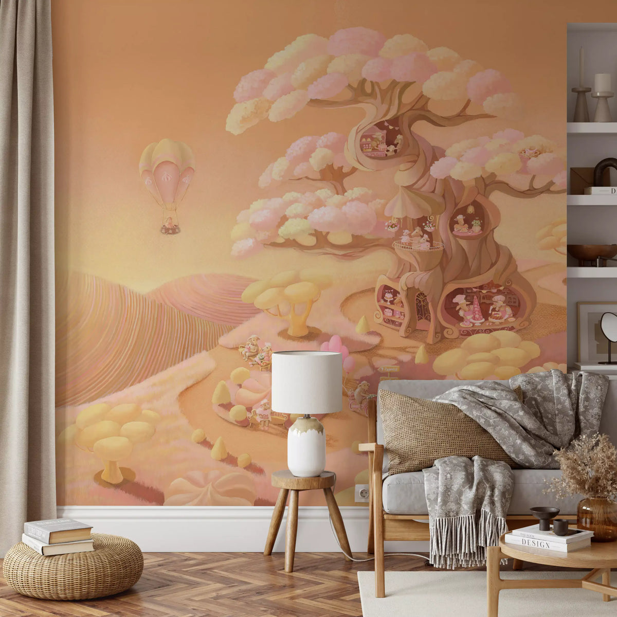 Dreamy Forest Café Scene Wall Mural