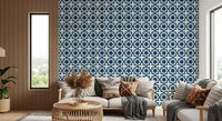Midnight Moroccan Geometric Lattice Wallpaper⁠