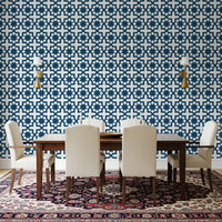 Midnight Moroccan Geometric Lattice Wallpaper⁠