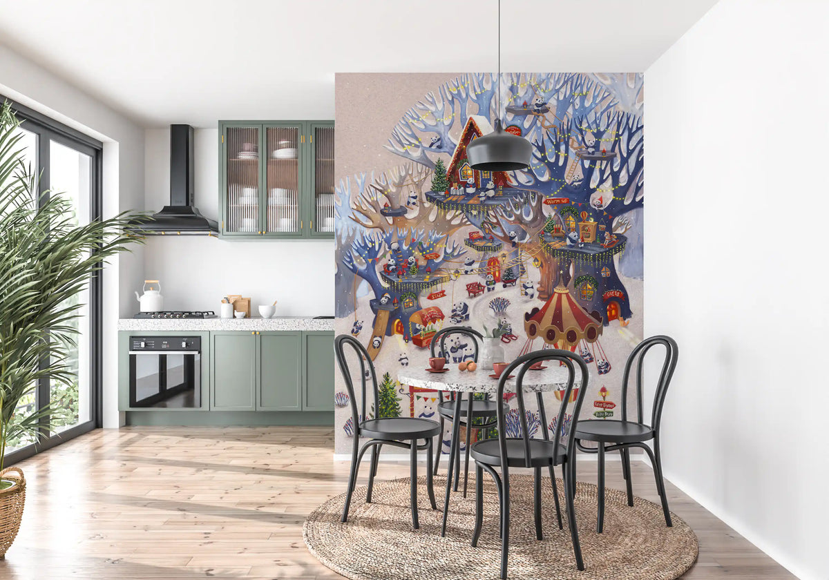 Pandaland Winter Forest Playground Wall Mural