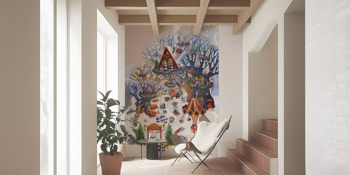 Pandaland Winter Forest Playground Wall Mural