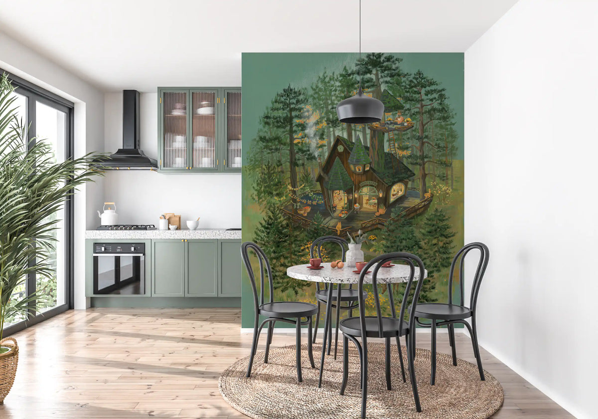 Forester's Woodland Retreat Illustration Wall Mural