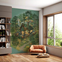 Forester's Woodland Retreat Illustration Wall Mural