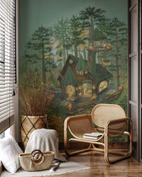 Forester's Woodland Retreat Illustration Wall Mural