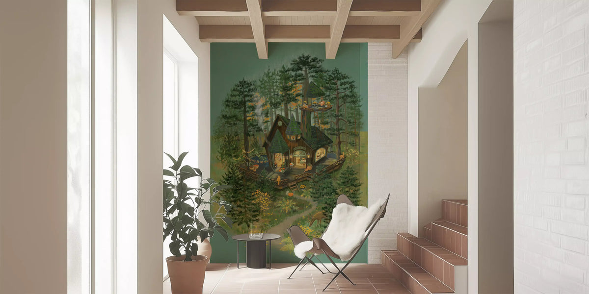 Forester's Woodland Retreat Illustration Wall Mural