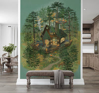 Forester's Woodland Retreat Illustration Wall Mural
