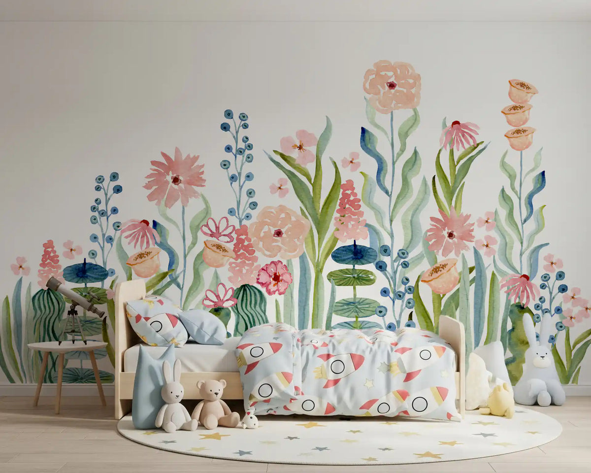 Watercolor Meadow Botanical Garden Wall Mural