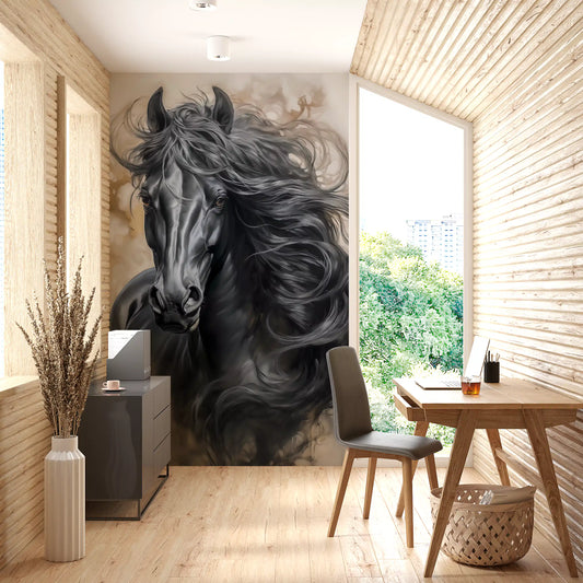 Black Horse Portrait Wall Mural
