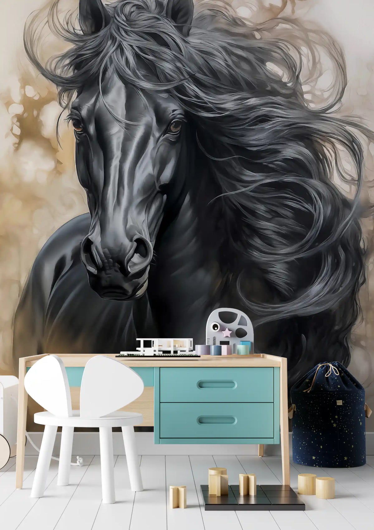 Black Horse Portrait Wall Mural