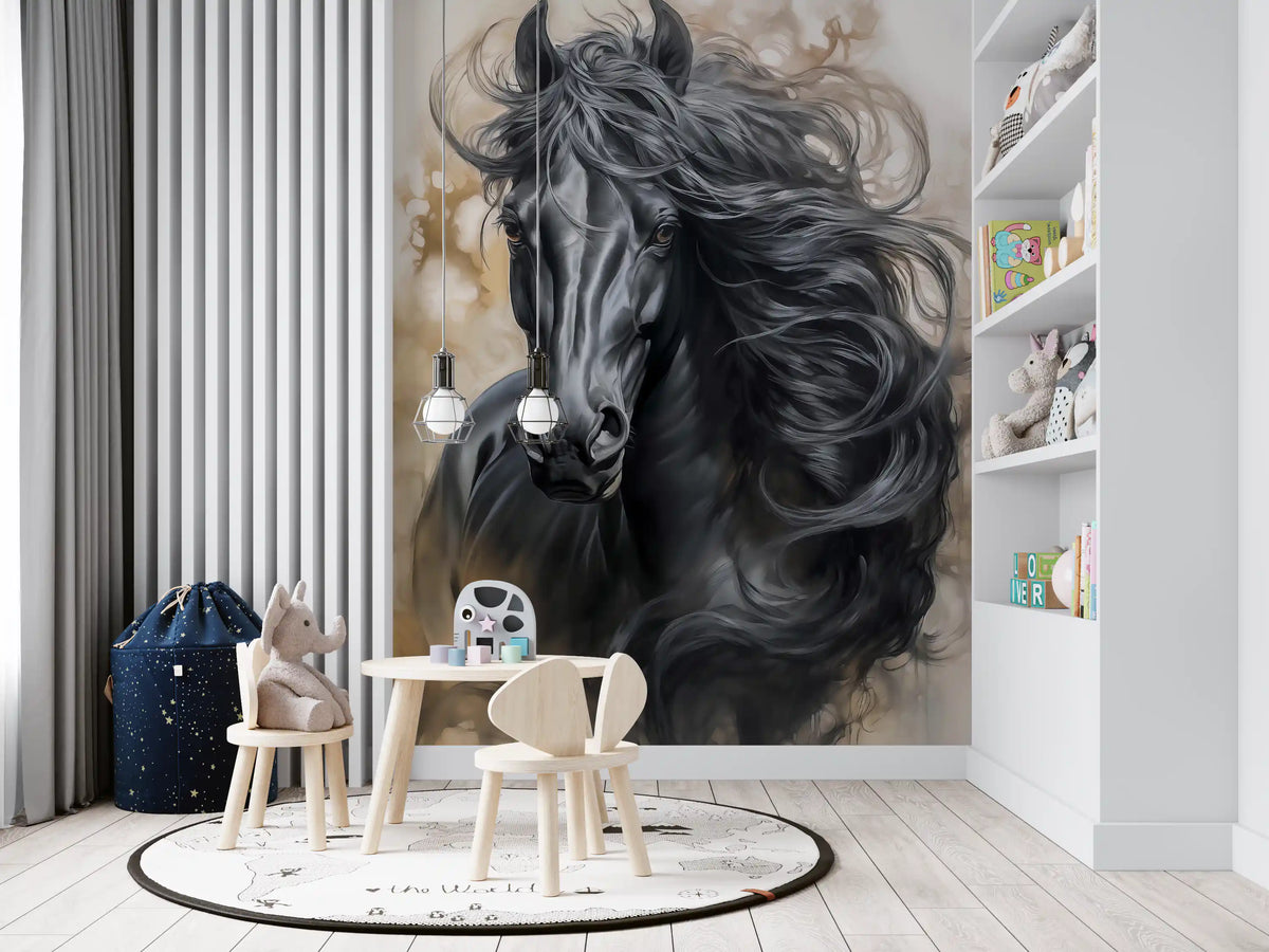 Black Horse Portrait Wall Mural