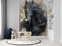 Black Horse Portrait Wall Mural