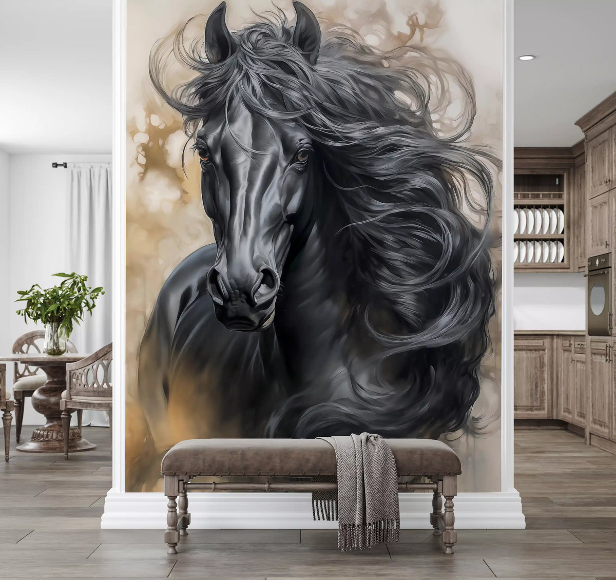 Black Horse Portrait Wall Mural