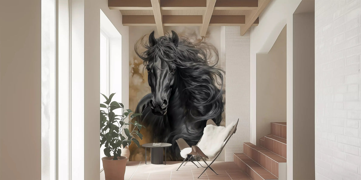 Black Horse Portrait Wall Mural