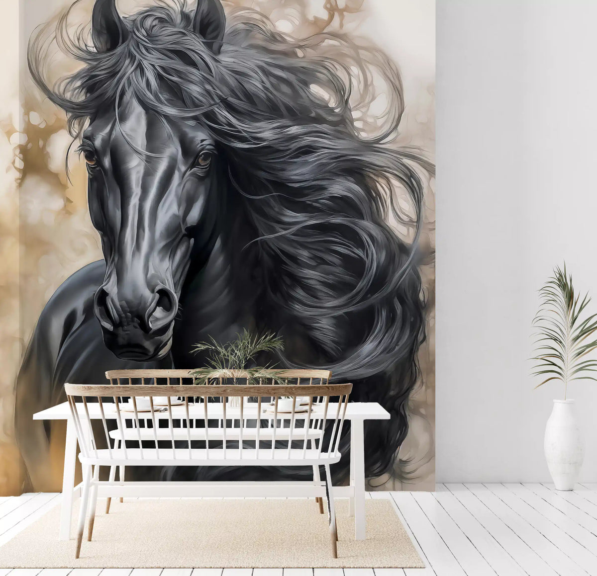Black Horse Portrait Wall Mural
