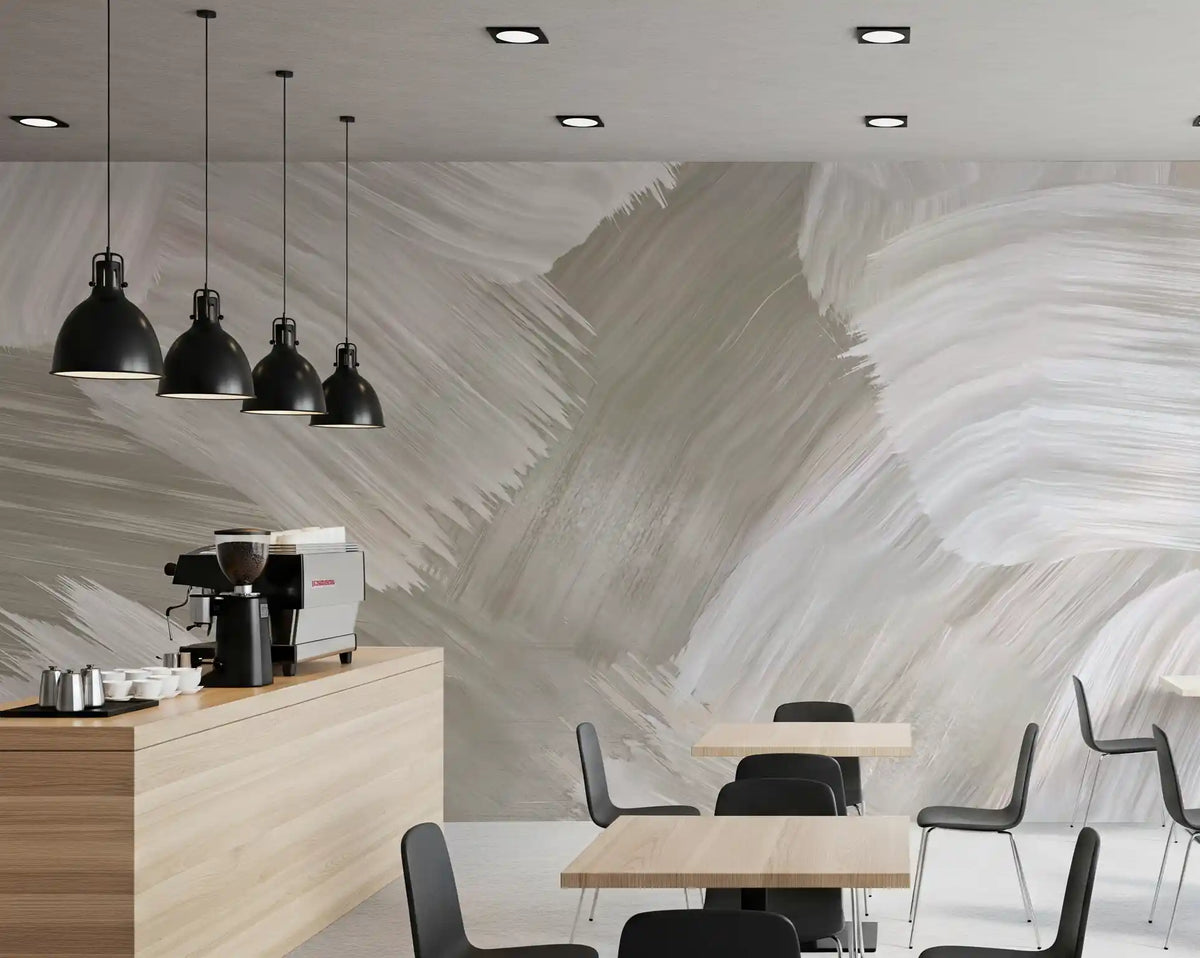 Soft Monochrome Abstract Brush strokes Wall Mural