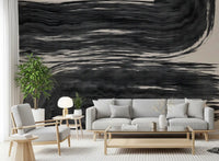 Minimalist Charcoal Swirls Wall Mural