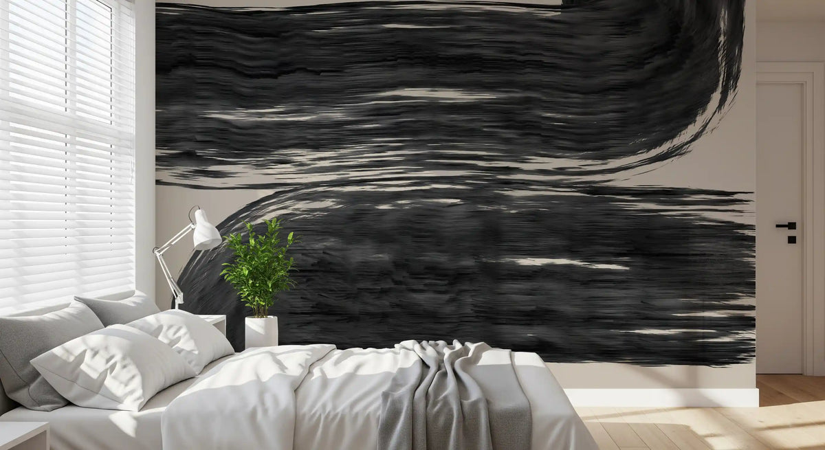 Minimalist Charcoal Swirls Wall Mural