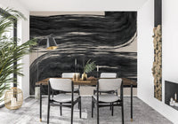 Minimalist Charcoal Swirls Wall Mural