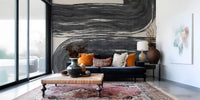 Minimalist Charcoal Swirls Wall Mural