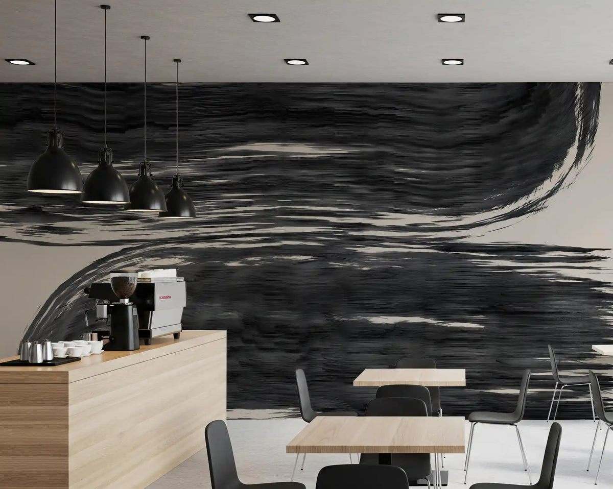 Minimalist Charcoal Swirls Wall Mural