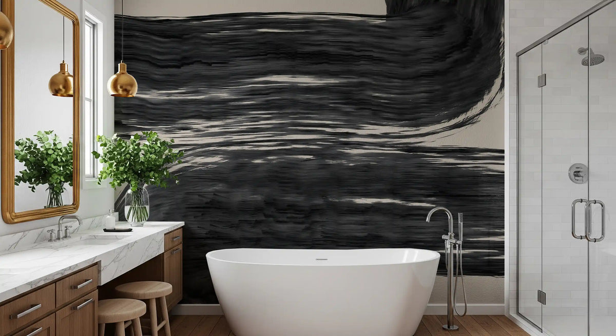 Minimalist Charcoal Swirls Wall Mural