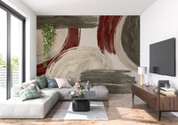 Modern Earthy Tonal Brushstrokes Wall Mural