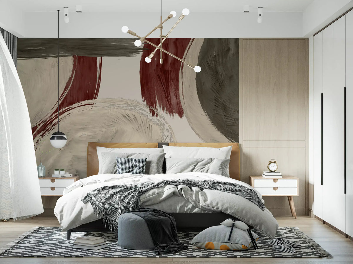 Modern Earthy Tonal Brushstrokes Wall Mural